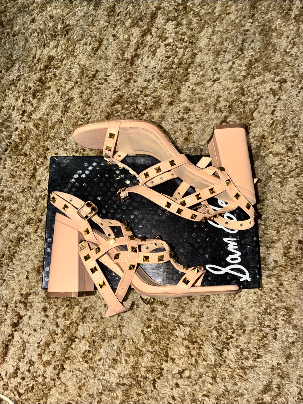 ShuShop Studded Strappy Block Heel Sandals